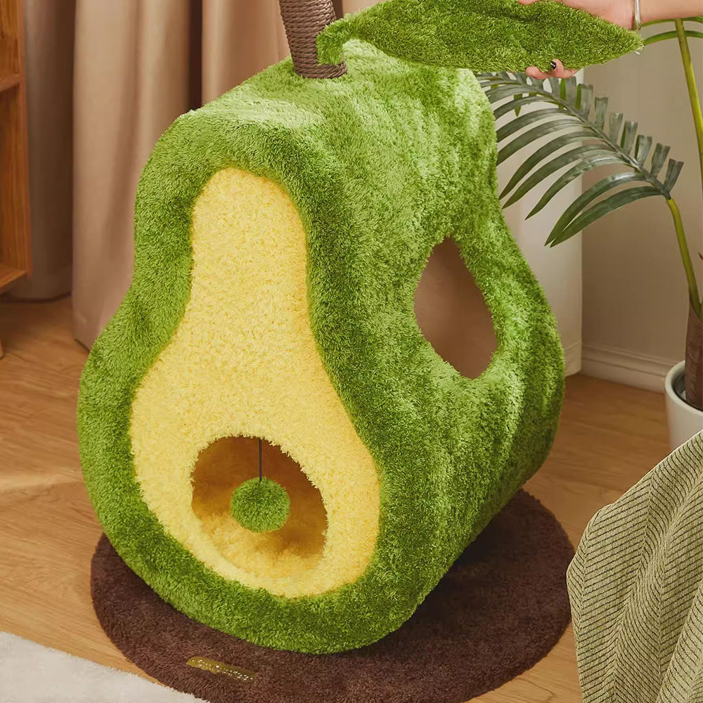 CMisstree Avocado Multi-functional Cat Scratching Post and Bed Cozy Fun