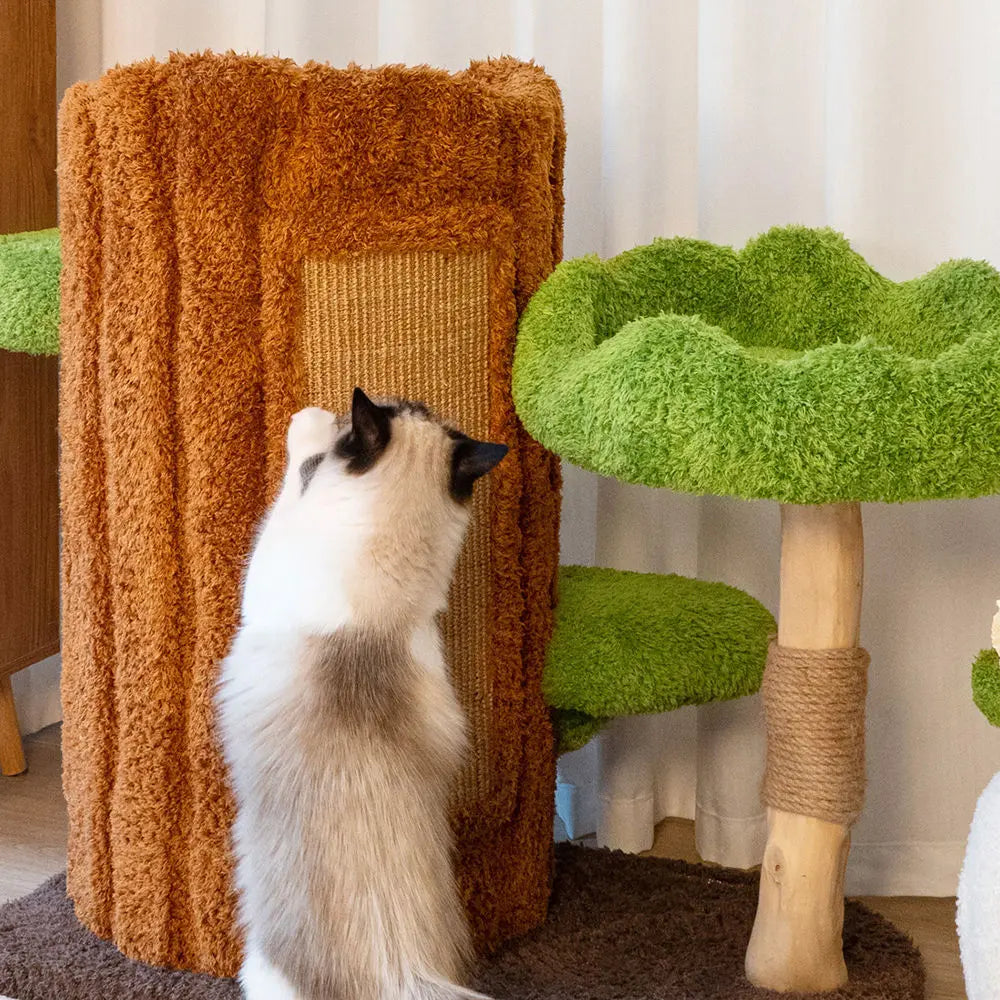 CMisstree Two-Level Tree Hollow Solid Wood Cat Tree for Playful Felines