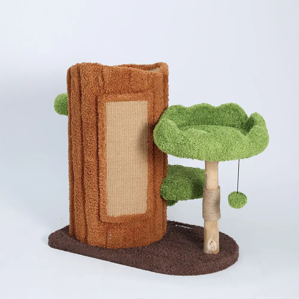 CMisstree Two-Level Tree Hollow Solid Wood Cat Tree for Playful Felines