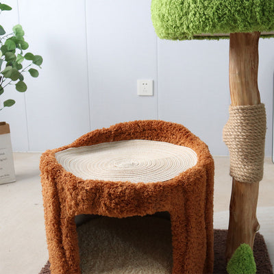 CMISSTREE Single-Level Tree Hollow Solid Wood Cat Tree - Sturdy & Durable