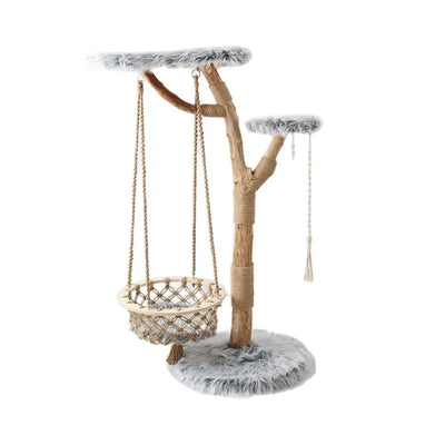Modern Cat Tree with Hanging Hammock: Play, Scratch, and Relax