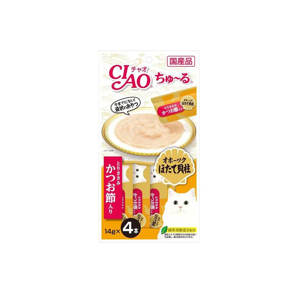 Ciao Churu Puree Cat Wet Treat: Chicken Fillet with Scallop & Sliced Bonito