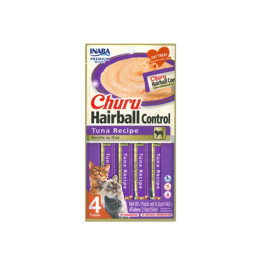 Inaba Churu Hairball Control Tuna Recipe: Delicious, Healthy Cat Treat 14g x 4