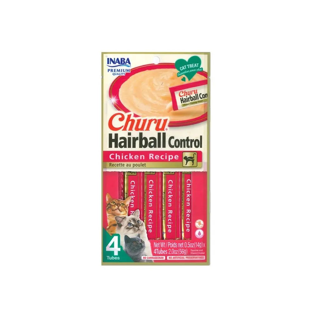 Inaba Churu Hairball Control Chicken Recipe Cat Treats 14g x 4 Pack