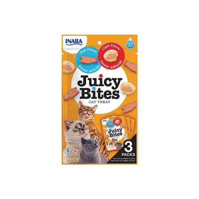 Inaba Juicy Bites Fish & Clam Flavour Treats - 11.3g x 3 Pack for Cats