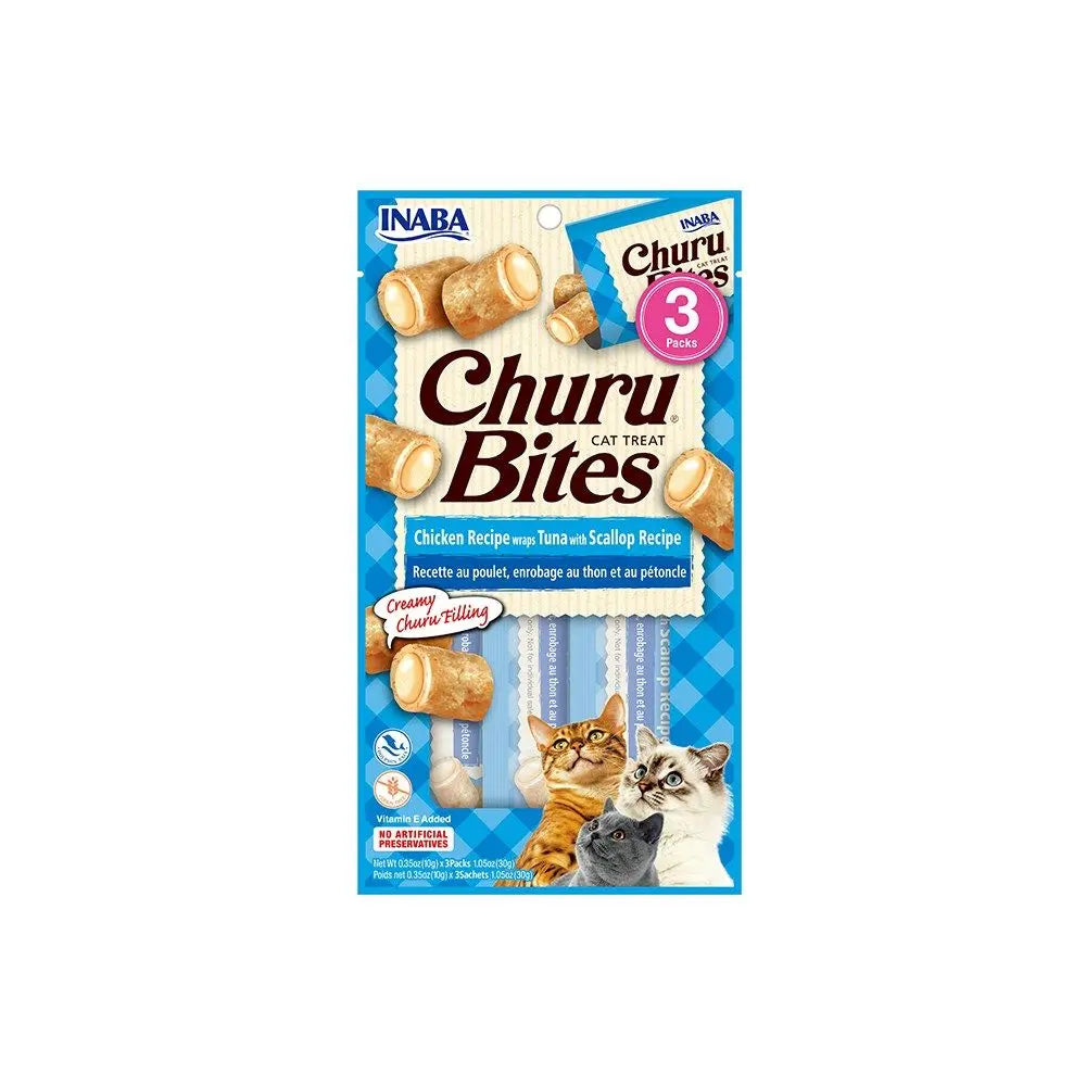 Delicious Inaba Churu Bites Tuna with Scallop Cat Treats 30g