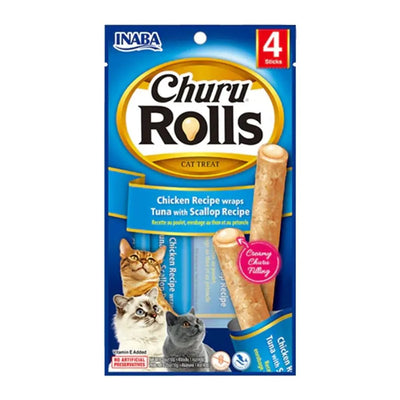 Inaba Churu Rolls Chicken Wraps Tuna with Scallop Recipe Cat Treats