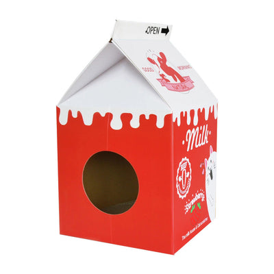 Zodiac Cat Scratcher Milk Box: Pink, Durable, Fun, Cozy Hideaway for Playful Felines