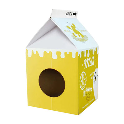 Zodiac Cat Scratcher Milk Box Yellow: Funky Cardboard Scratch Post for Cats
