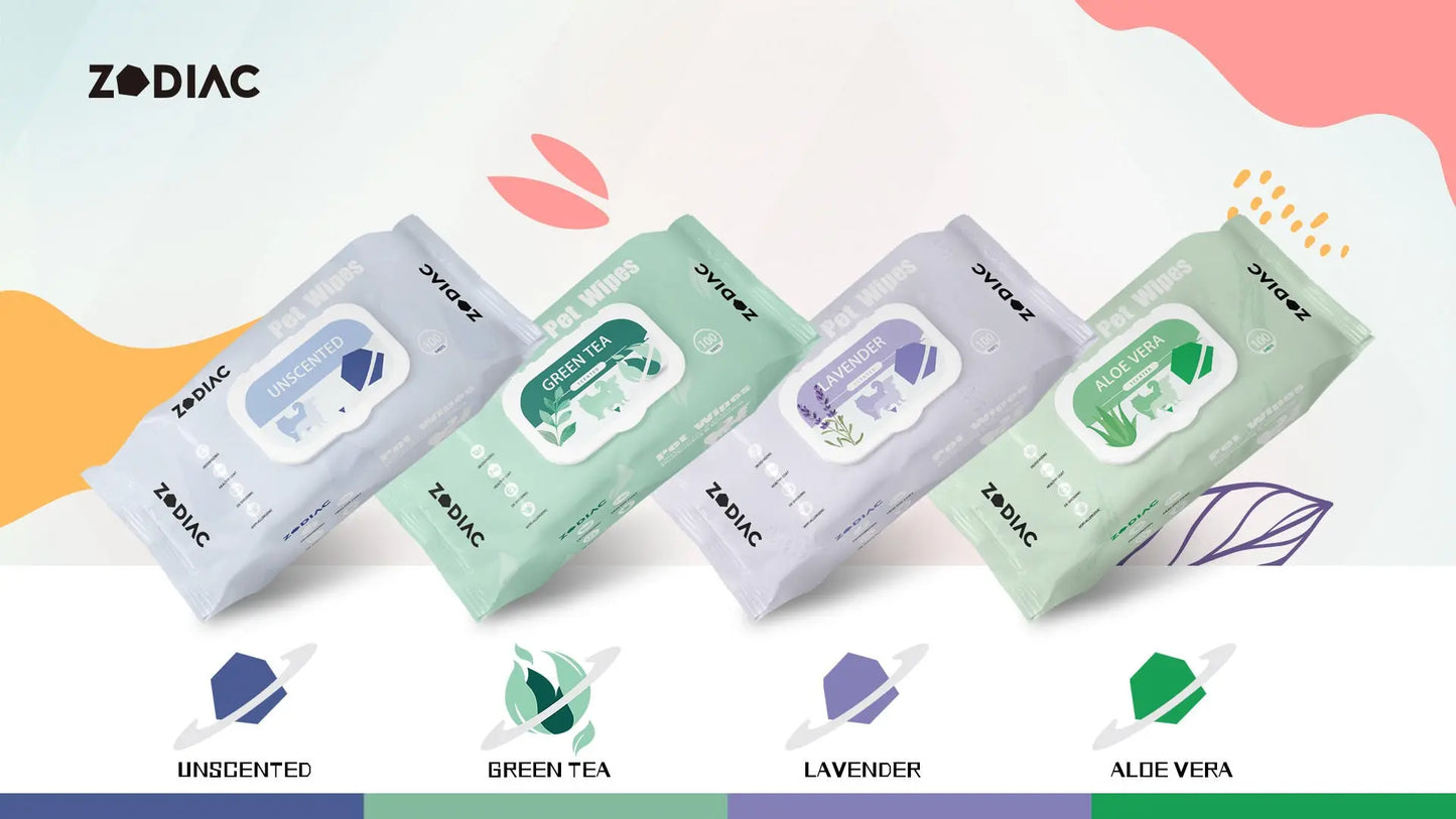 Zodiac Aloe Vera Pet Wipes 100 Pack - Gentle Cleaning for Dogs & Cats