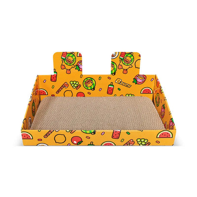 Zodiac Yellow Cartoon Fruit Box Corrugated Cardboard Cat Scratcher Large