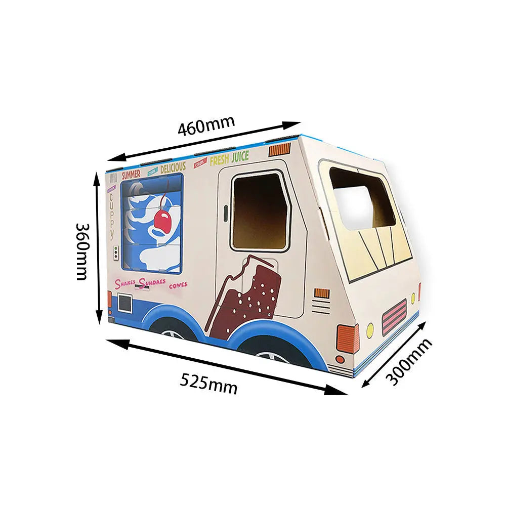 Zodiac Cat Scratcher Ice Cream Van Blue: Fun, Durable, Cardboard Play Toy
