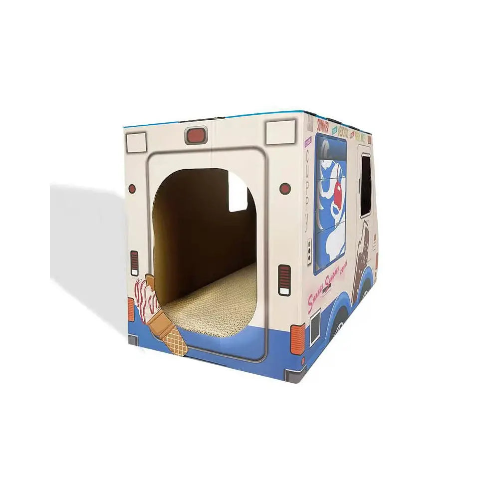 Zodiac Cat Scratcher Ice Cream Van Blue: Fun, Durable, Cardboard Play Toy