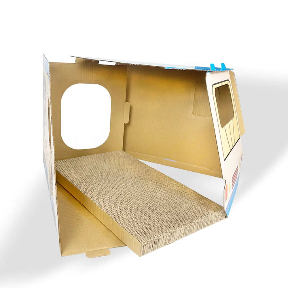 Zodiac Cat Scratcher Ice Cream Van Blue: Fun, Durable, Cardboard Play Toy