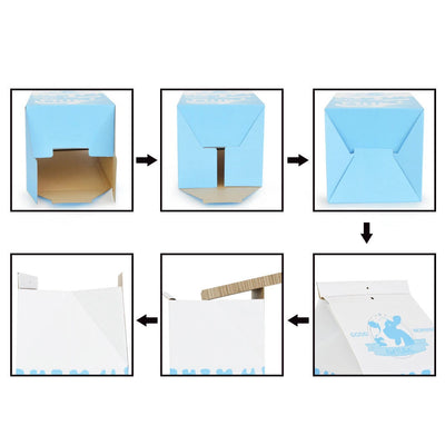 Zodiac Cat Scratcher Milk Box: Blue Cardboard Cosy Hideaway & Play Centre