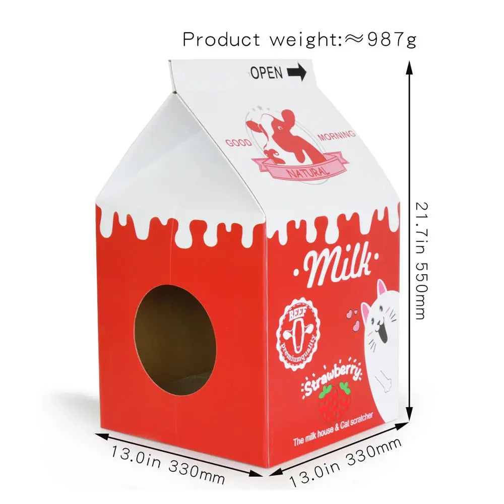 Zodiac Cat Scratcher Milk Box: Pink, Durable, Fun, Cozy Hideaway for Playful Felines