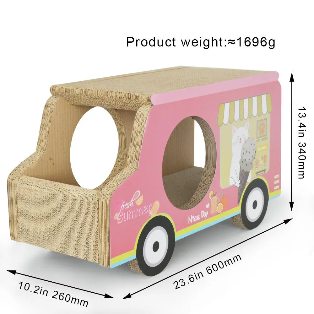 Zodiac Pink Ice Cream Van Cat Scratcher: Fun, Durable, Cardboard Play Toy