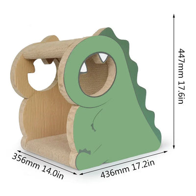 Zodiac Dinosaur Cat Scratcher Tree: Fun Play, Scratching Post, Cosy Hideout