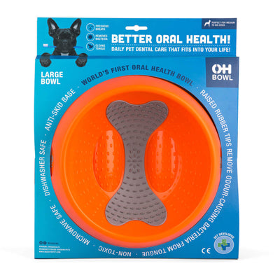 Oh Bowl Slow Food Tongue Cleaning Dog Food Bowl - Orange Oh Bowl