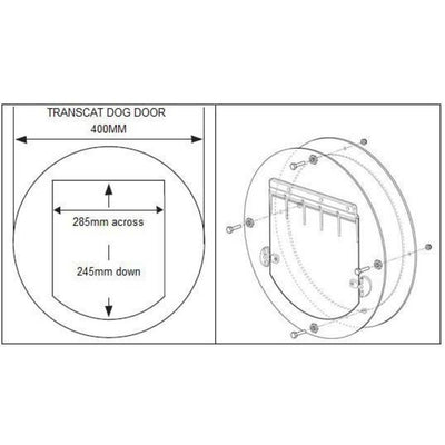 Transcat Pet Door for Cats & Dogs - Large Door for Glass