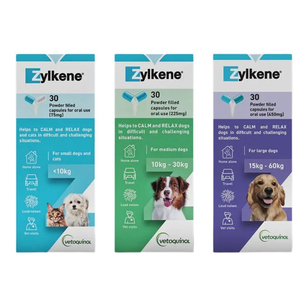 Zylkene Nutritional, Calming & Stress Supplement Capsules for Dogs and Cats Zylkene