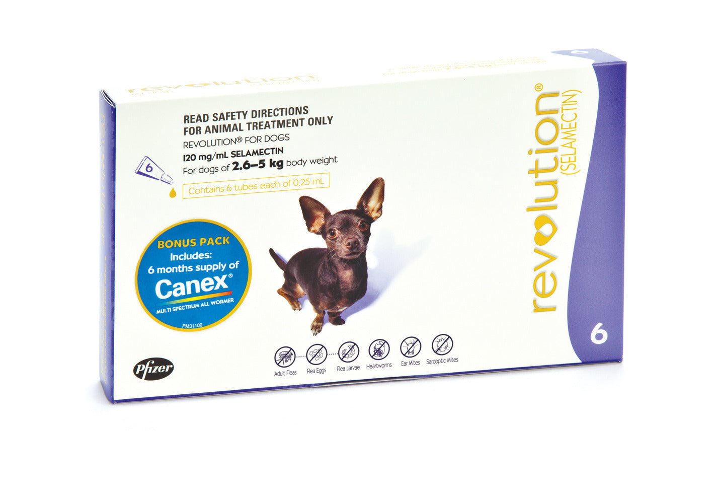 Revolution + Canex (Purple) Dog 2.6-5Kg - 6 Pack Revolution
