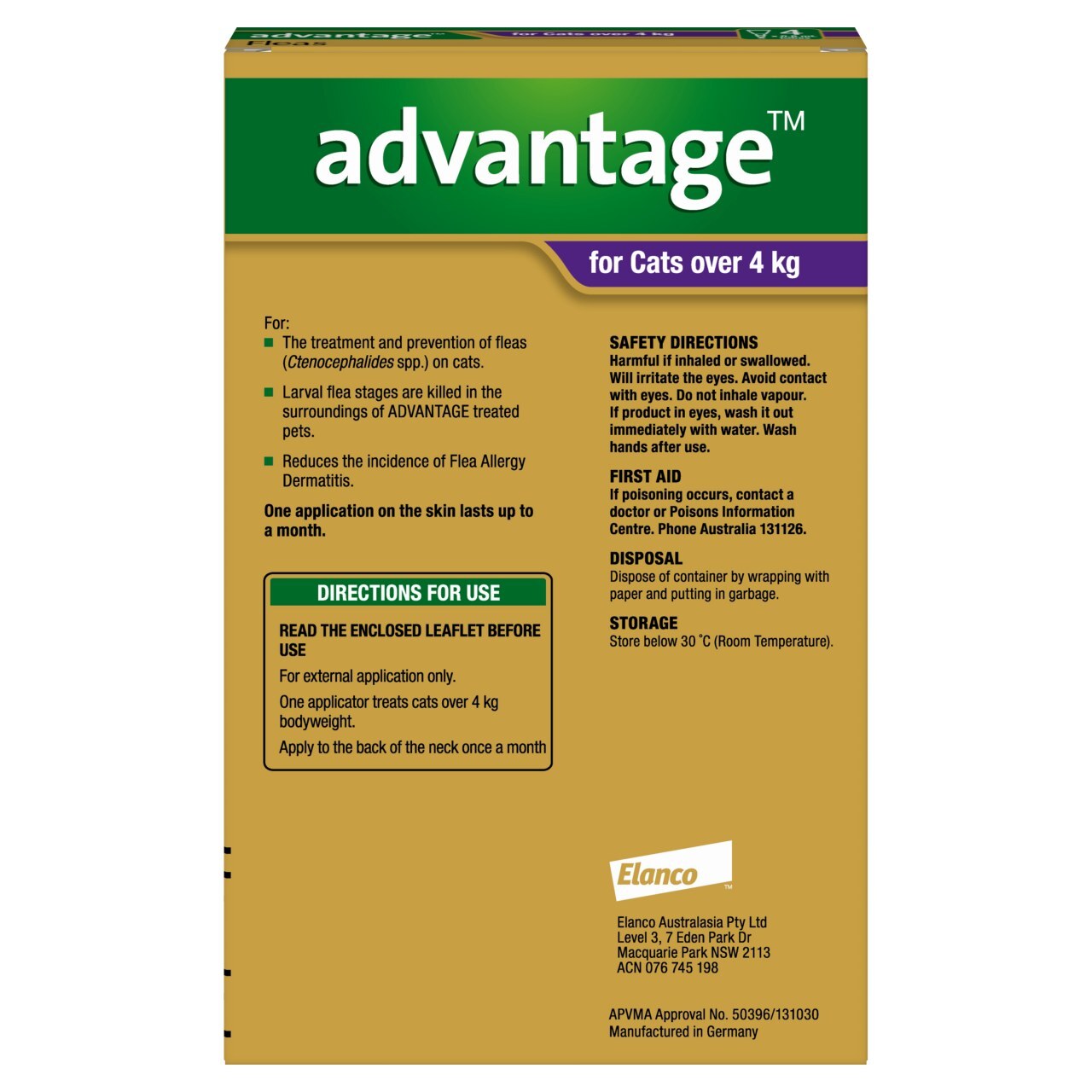 Advantage Cats Over 4kg 4 pack