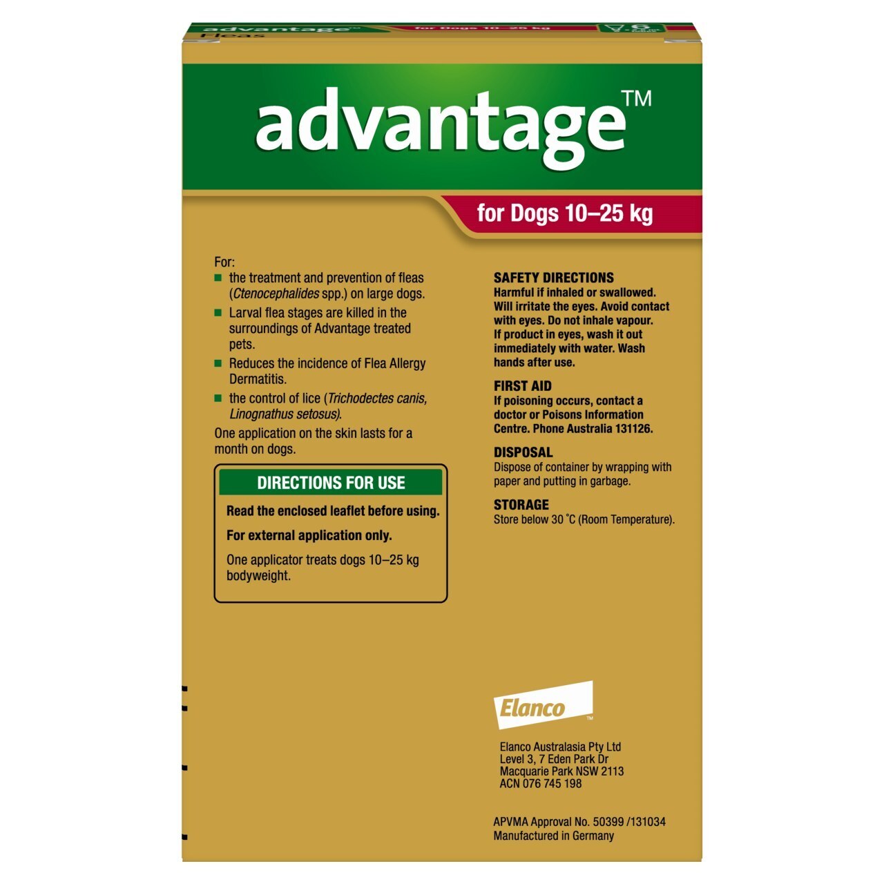 Advantage Dog 10-25kg 6 pack