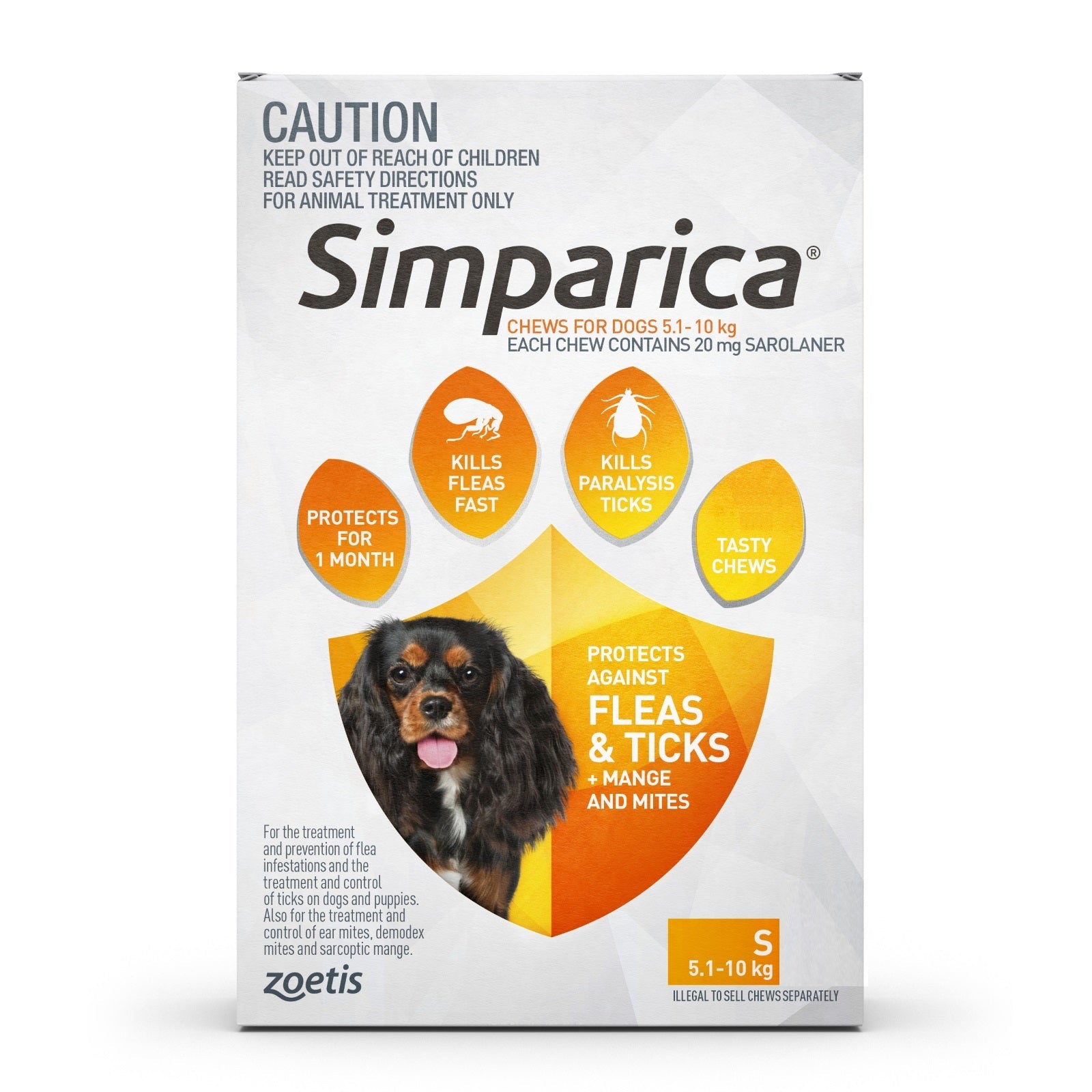 Simparica 5.1-10Kg 20Mg 3 Pk Small Dog Orangeâ  Simparica