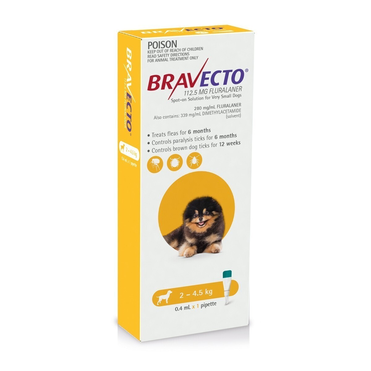 Bravecto Spot-on Flea & Tick Treatment for Dogs 2-4.5kg Bravecto