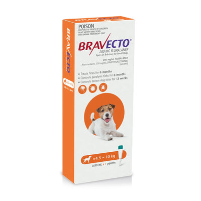 Bravecto Spot-on Flea & Tick Treatment for Dogs 4.5-10kg - Protection up to 6 Months Bravecto