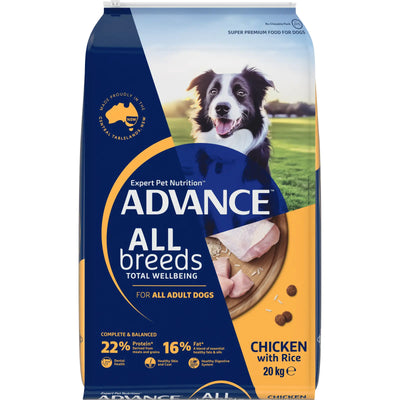 Advance Premium Adult Dog Food: All Breeds, Chicken with Rice, Total Wellbeing