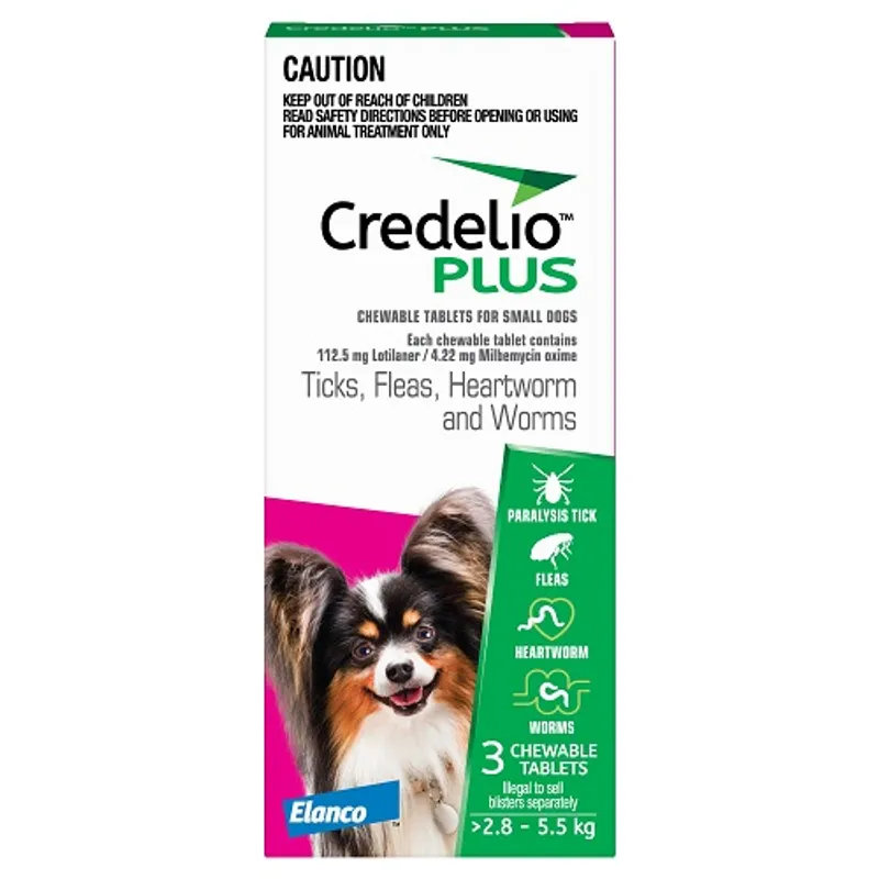 Credelio Plus Dog Small 2.8-5.5Kg (Pink) 3 Pack Credelio