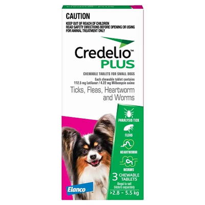 Credelio Plus Dog Small 2.8-5.5Kg (Pink) 3 Pack Credelio