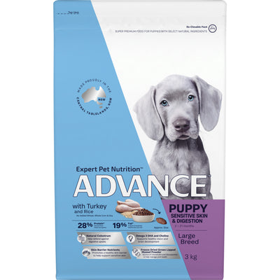 Advance Large Breed Puppy Food Sensitive Skin Digestion Turkey Rice