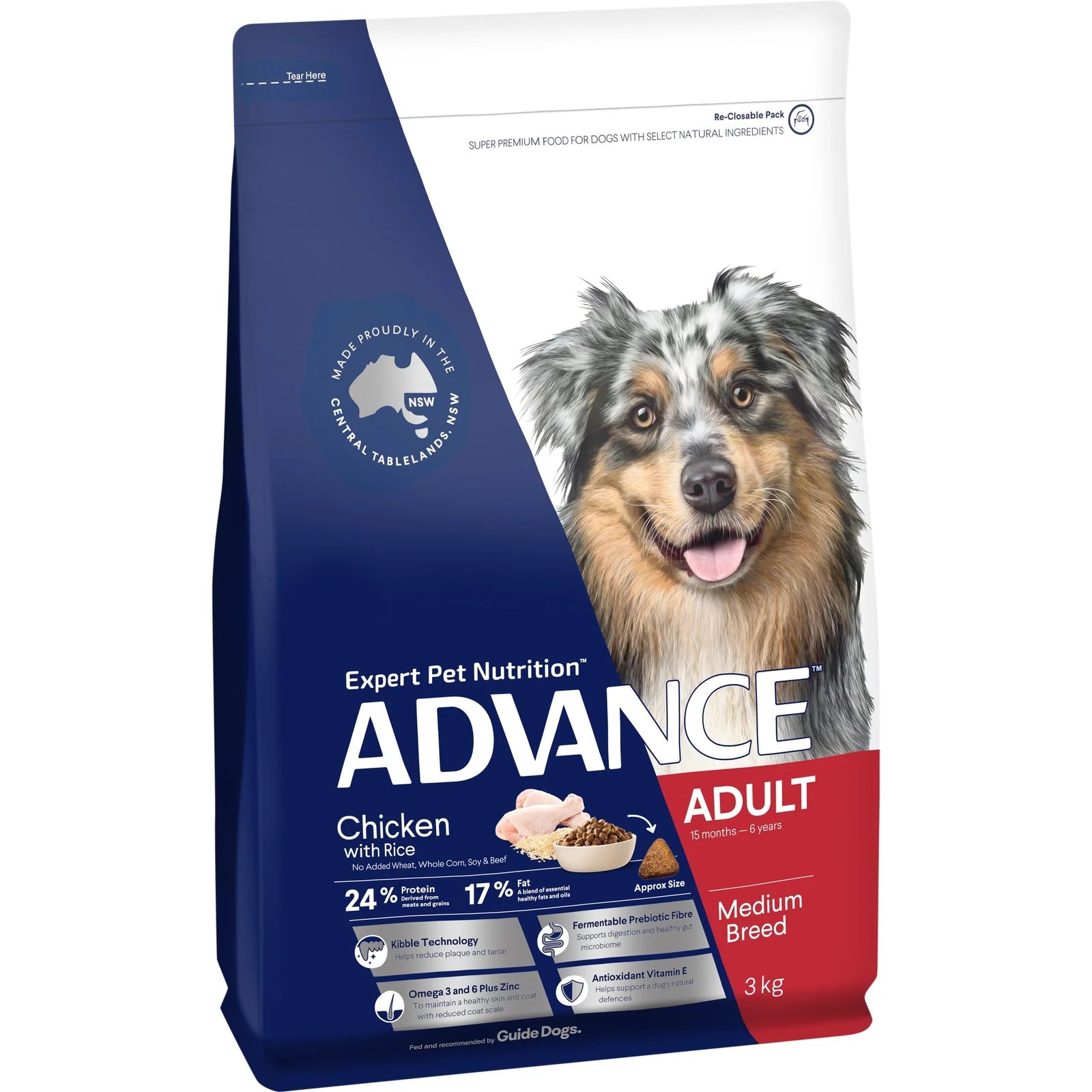 Advance Adult Medium Breed Dry Dog Food Chicken Rice Formula for Dogs
