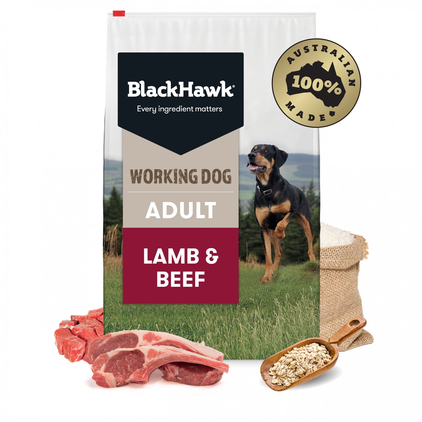 Black Hawk Working Dog Adult Lamb & Beef 20kg Dry Food High-Performance