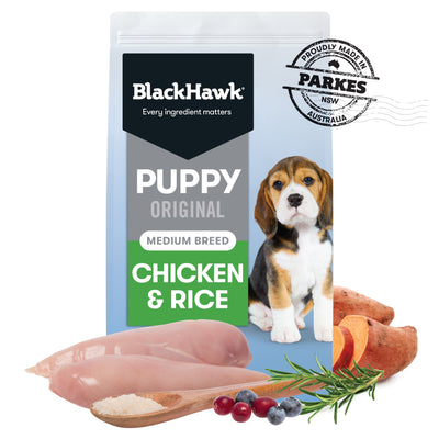 Black Hawk Puppy Medium Breed Chicken & Rice Dry Dog Food for Optimal Growth