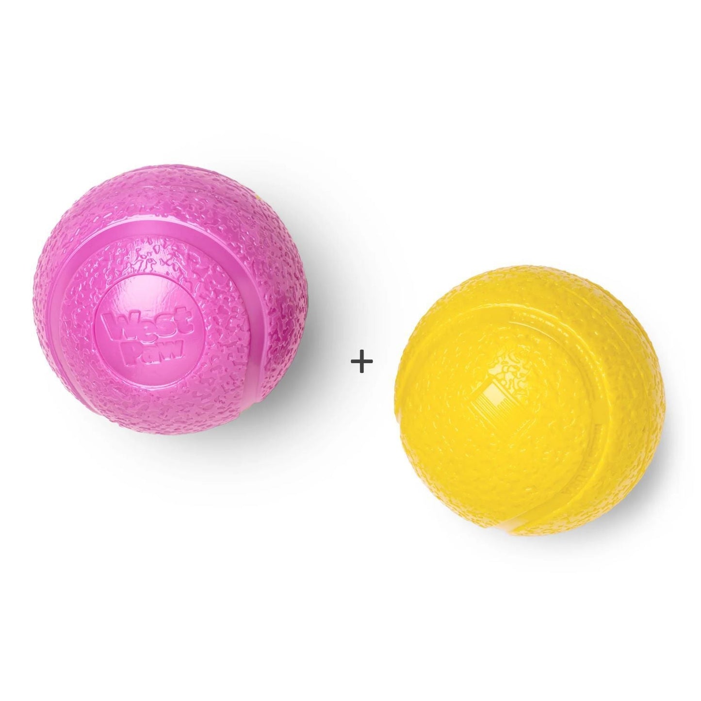 West Paw Boundr Fetch Dog Toys - Pack of 2 Balls - Dandelion Yellow / Hot Pink West Paw