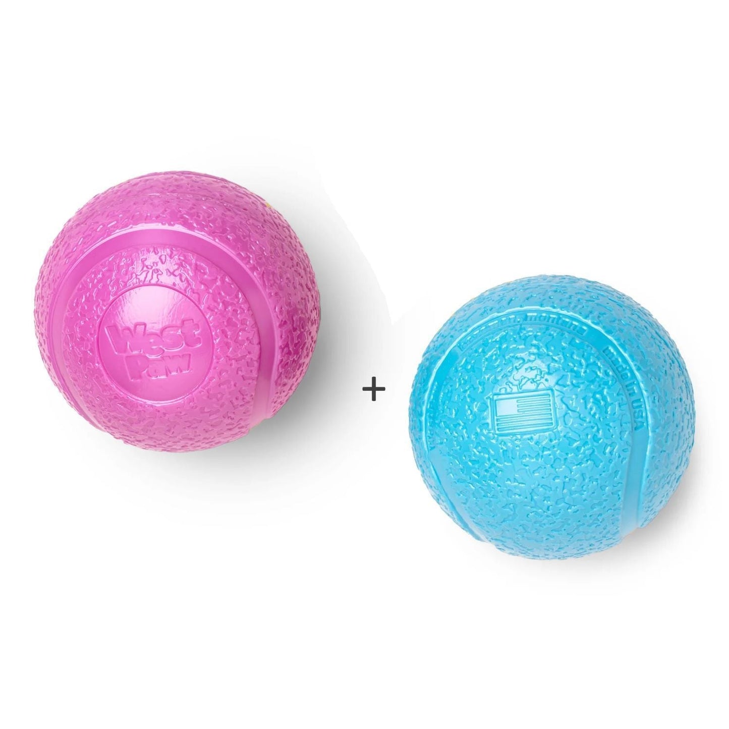 West Paw Boundr Fetch Dog Toys - Pack of 2 Balls - Hot Pink/ Aqua Blue West Paw