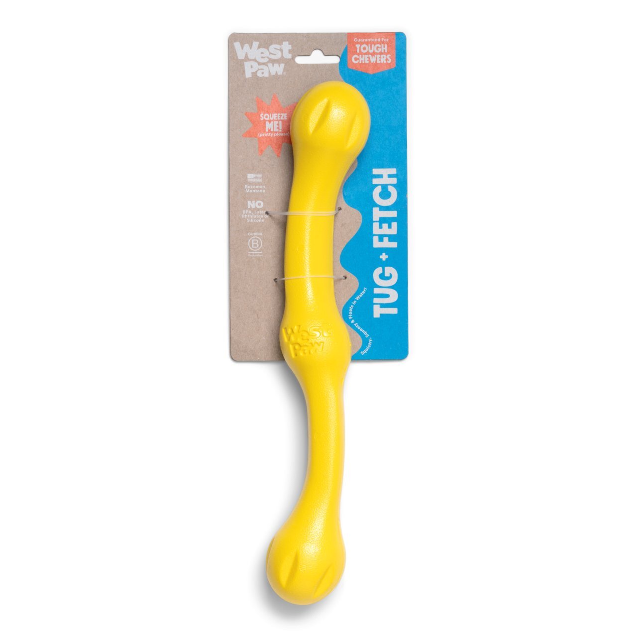 West Paw Zwig Tug & Fetch Stick Dog Toy - Dandelion Yellow West Paw