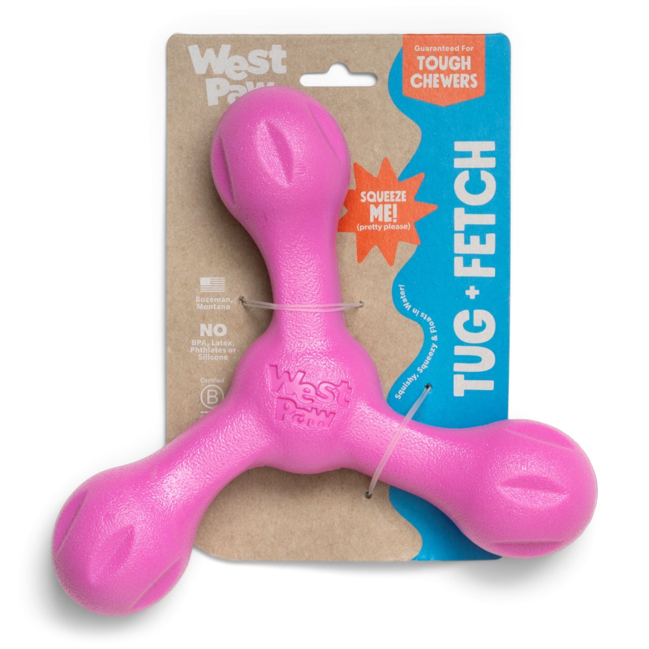 West Paw Skamp Flyer-Inspired Fetch Dog Toy - Hot Pink West Paw