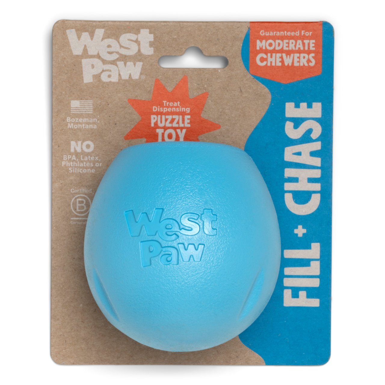 West Paw Rumbl Dog Toy - Small - Aqua Blue West Paw