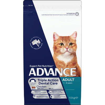 Advance Cat Adult Triple Action Dental Chicken 1.5Kg Advance