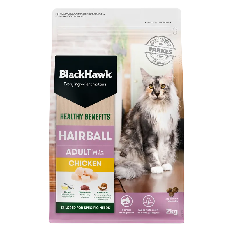 Black Hawk Cat Healthy Benefits Hairball Chkn 2Kg Black Hawk