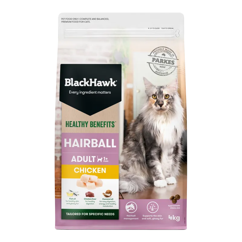 Black Hawk Cat Healthy Benefits Hairball Chkn 4Kg Black Hawk