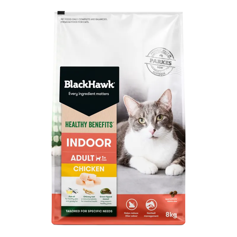 Black Hawk Cat Healthy Benefits Indoor Chkn 8Kg Black Hawk