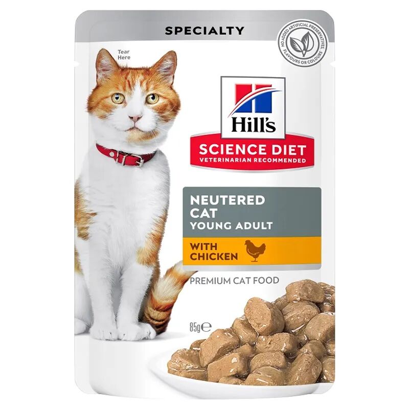 Hills Cat Adult Neutered Chicken Pouches 85G 12Pack Hills