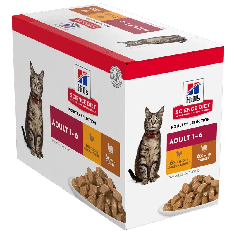 Hills Cat Adult Poultry Selection Variety Pouches 12Pk