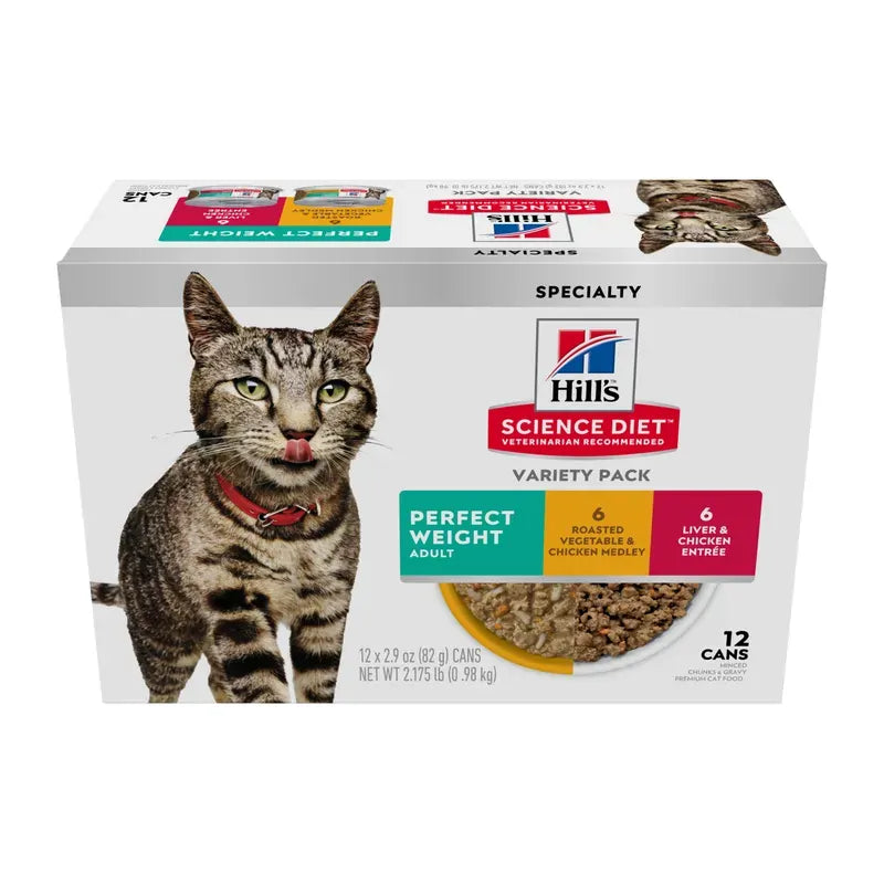 Hills Cat Adult Perfect Weight Variety Pack Cans 12Pk Hills